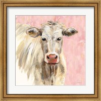 White Cow on Pink Fine Art Print