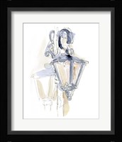 Watercolor Street Lamp I Framed Print