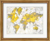 World Map Yellow Gray Fine Art Print