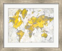 World Map Yellow Gray Fine Art Print