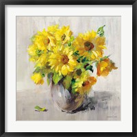 Sunflower Still Life II on Gray Fine Art Print