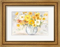 Bright Poppies Vase yellow gray Fine Art Print