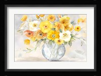 Bright Poppies Vase yellow gray Fine Art Print