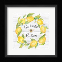 Lemons & Bees Sentiment  woodgrain I Framed Print