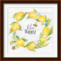 Lemons & Bees Sentiment woodgrain II Fine Art Print