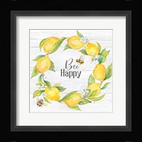Lemons & Bees Sentiment woodgrain II Framed Print