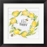 Lemons & Bees Sentiment woodgrain II Framed Print