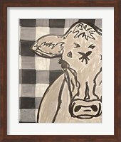 Farm Sketch Cow buffalo plaid Fine Art Print