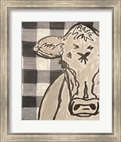 Farm Sketch Cow buffalo plaid Fine Art Print