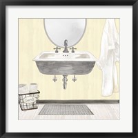 Farmhouse Bath II Gray & Yellow 2-Sink Fine Art Print