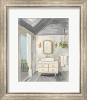 Attic Bathroom I Gray Fine Art Print