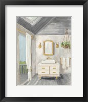 Attic Bathroom I Gray Fine Art Print