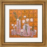 Flowers in Vases on Orange Fine Art Print