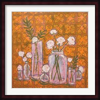 Flowers in Vases on Orange Fine Art Print