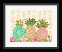Pineapple Trio with Flowers Fine Art Print