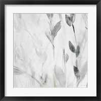 Gray Misty Leaves Square II Framed Print
