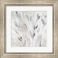 Gray Misty Leaves Square I Fine Art Print