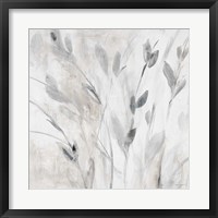 Gray Misty Leaves Square I Framed Print