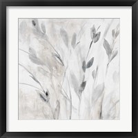 Gray Misty Leaves Square I Framed Print