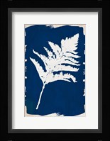 White Leaf on Navy I Framed Print
