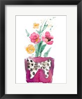 Watercolor Poppies in Pot with Bow Fine Art Print
