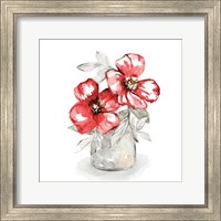 Red Florals In Watering Can II Fine Art Print