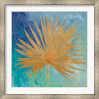 Teal Gold Leaf Palm I Fine Art Print