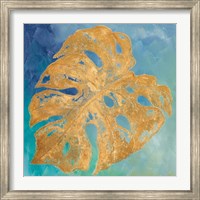 Teal Gold Leaf Palm II Fine Art Print