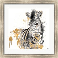 Water Zebra with Gold Fine Art Print