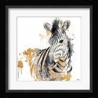 Water Zebra with Gold Framed Print