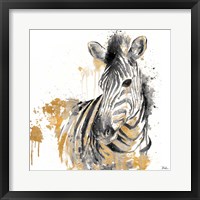 Water Zebra with Gold Framed Print