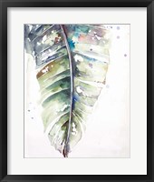 Watercolor Plantain Leaves with Purple I Framed Print