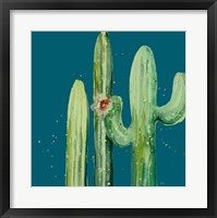 Natural Desert Cactus On Blue II Fine Art Print