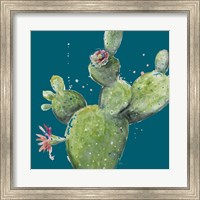 Natural Desert Cactus On Blue I Fine Art Print