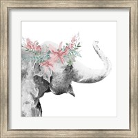 Water Elephant with Flower Crown Square Fine Art Print