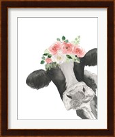 Hello Cow With Flower Crown Fine Art Print