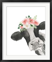 Hello Cow With Flower Crown Fine Art Print