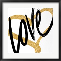 Gold Heart Black Script Love Fine Art Print