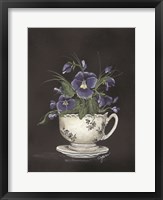 Tea Cup Violets Framed Print