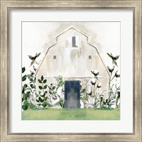White Floral Barn Fine Art Print
