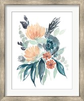 Teal & Peach Bouquet I Fine Art Print