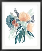 Teal & Peach Bouquet II Fine Art Print