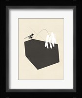 Steel Sequin with Bird I Framed Print