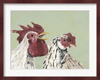 Four Roosters White Chickens Fine Art Print