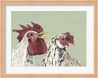 Four Roosters White Chickens Fine Art Print