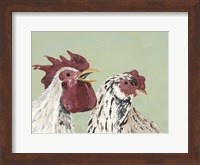 Four Roosters White Chickens Fine Art Print