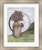 Rusted Milk Can with Wagon Wheel Fine Art Print