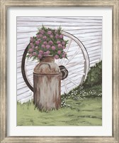Rusted Milk Can with Wagon Wheel Fine Art Print