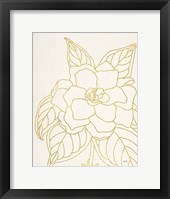 Gold Gardenia Line Drawing Crop Framed Print