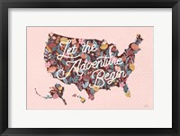 Love Letters Map Framed Print